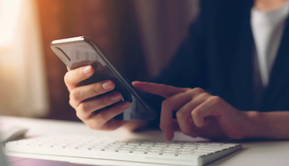 Someone using a smartphone