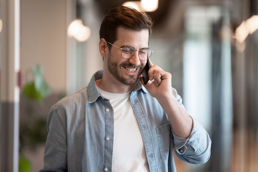 Professional man is giving a reference for his colleague