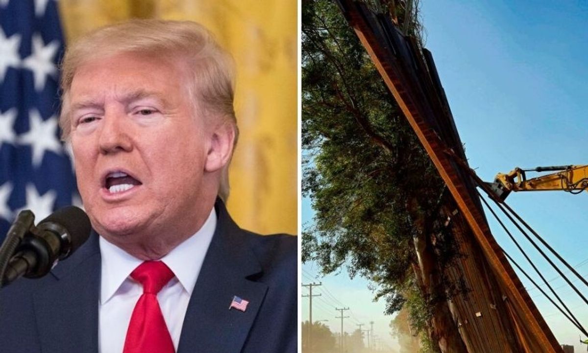 Portions of Trump's Newly Constructed Border Wall Just Collapsed Onto the Mexico Side in High Winds