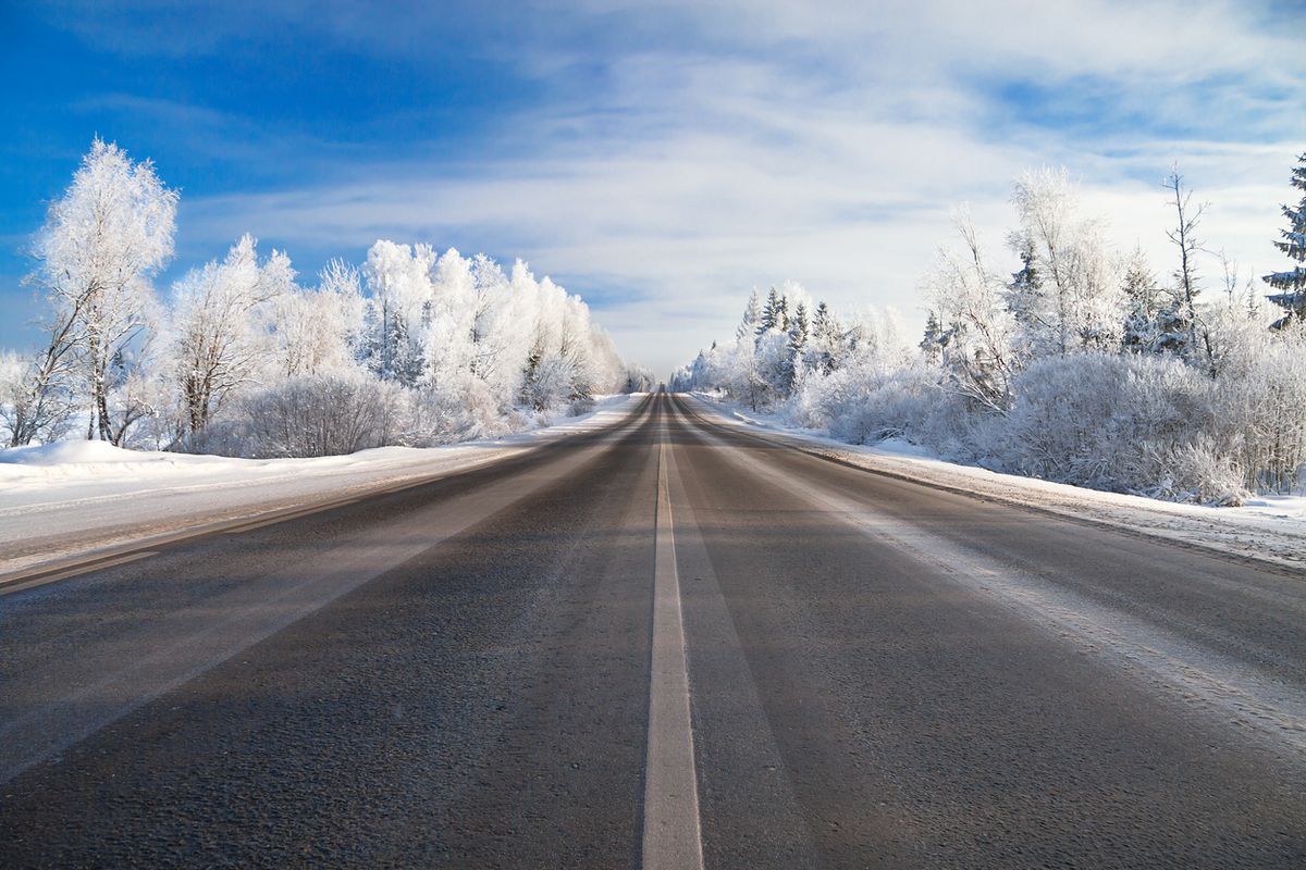 Stock image of a snowy road