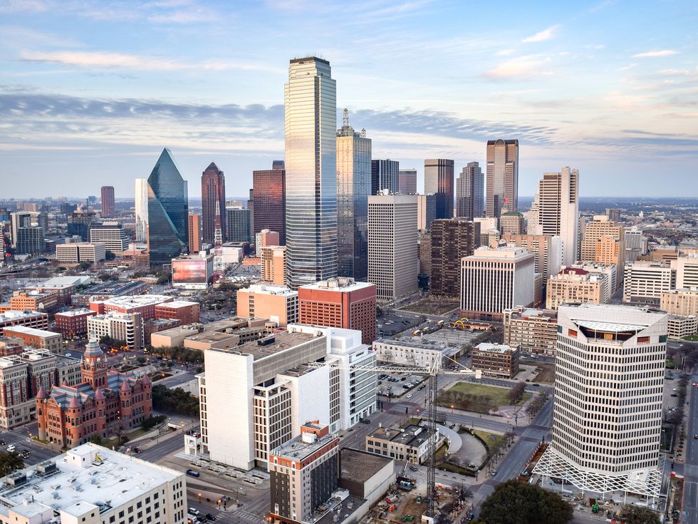 Aerial View Of Modern Buildings In City Against Sky