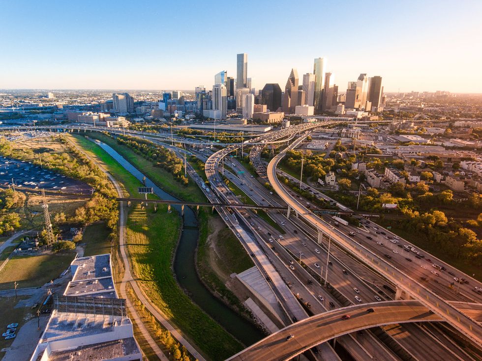 High Angle View Of Highways In City Houston