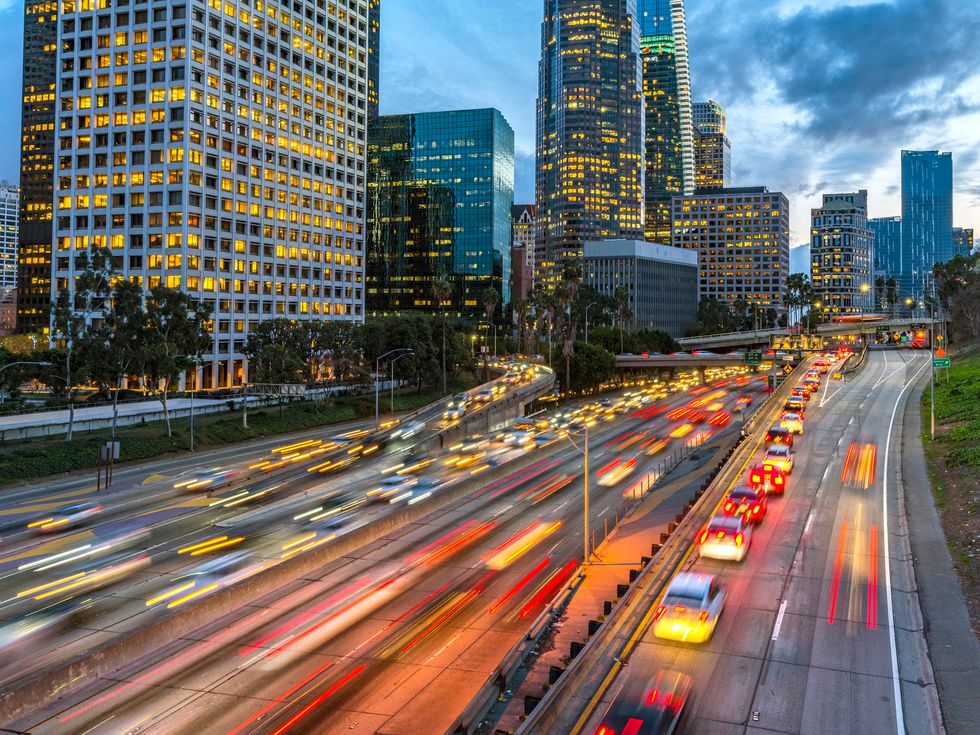 Los Angeles Downtown Evening Traffic