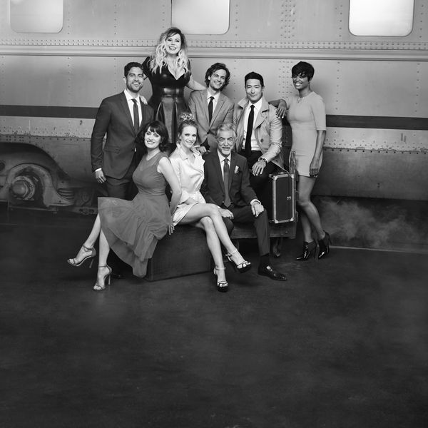 Black and white photo of the cast of Criminal Minds on a glam photo shoot.