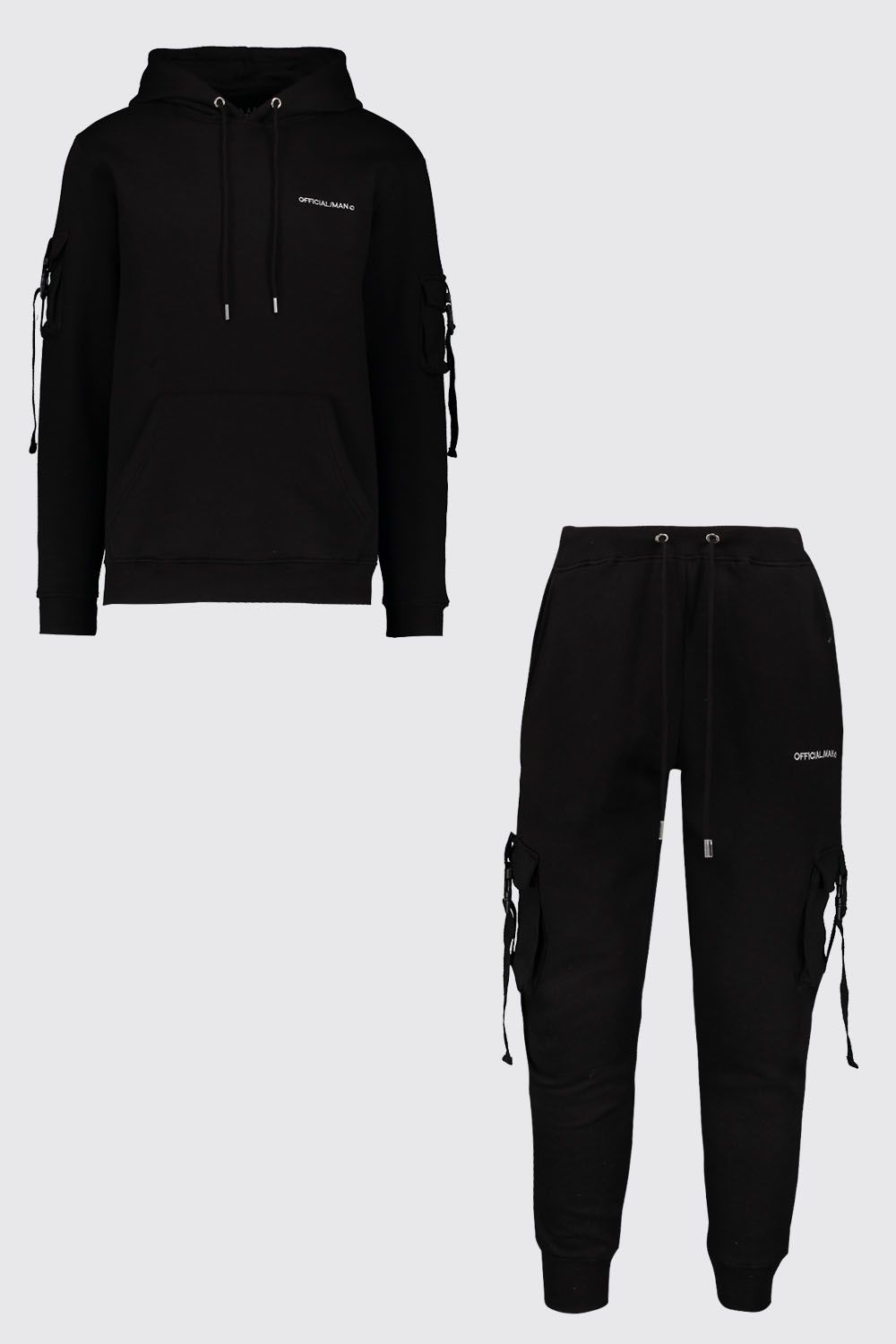 boohooman black and white tracksuit