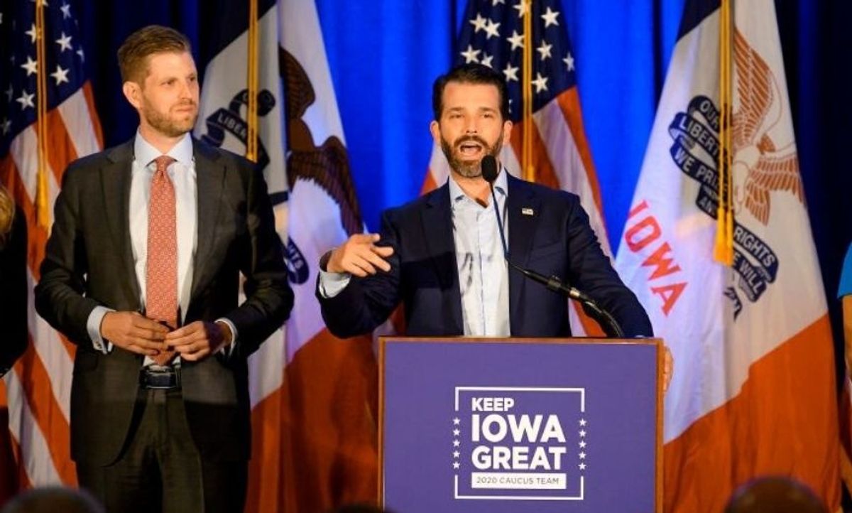Trump Campaign Gets Brutally Mocked for Photo of Trump Officials Wearing 'Keep Iowa Great' Hats on Flight Back From Iowa