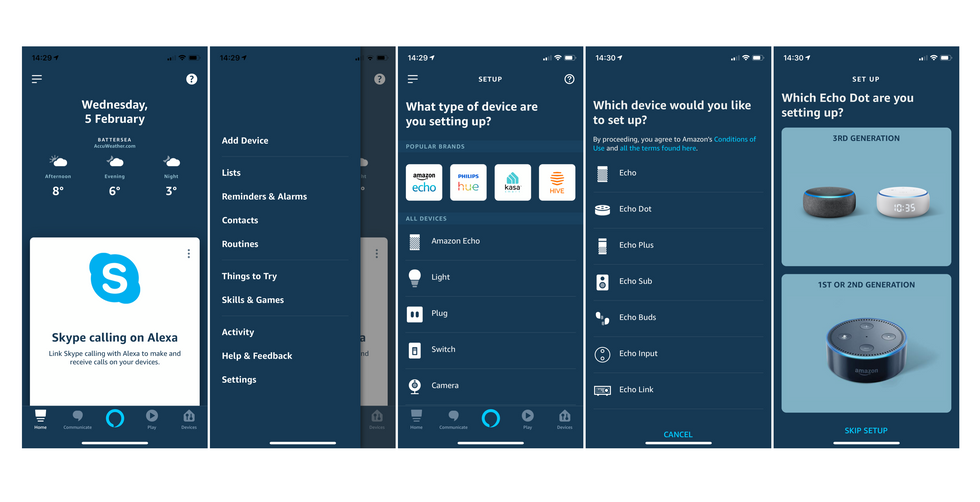 Alexa app setting up new Amazon Echo