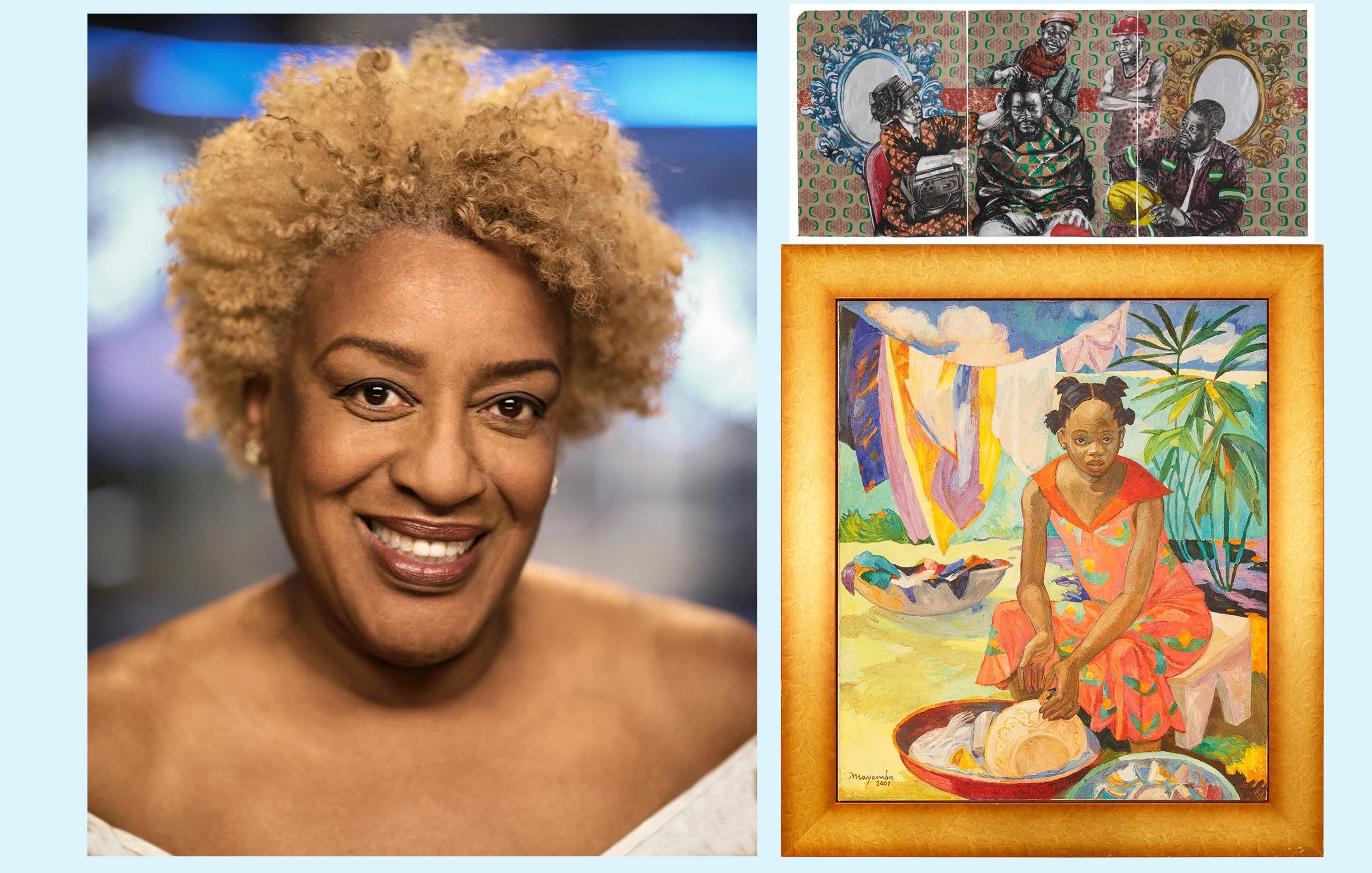 Actress CCH Pounder and some of her favorite paintings from her personal art collection.