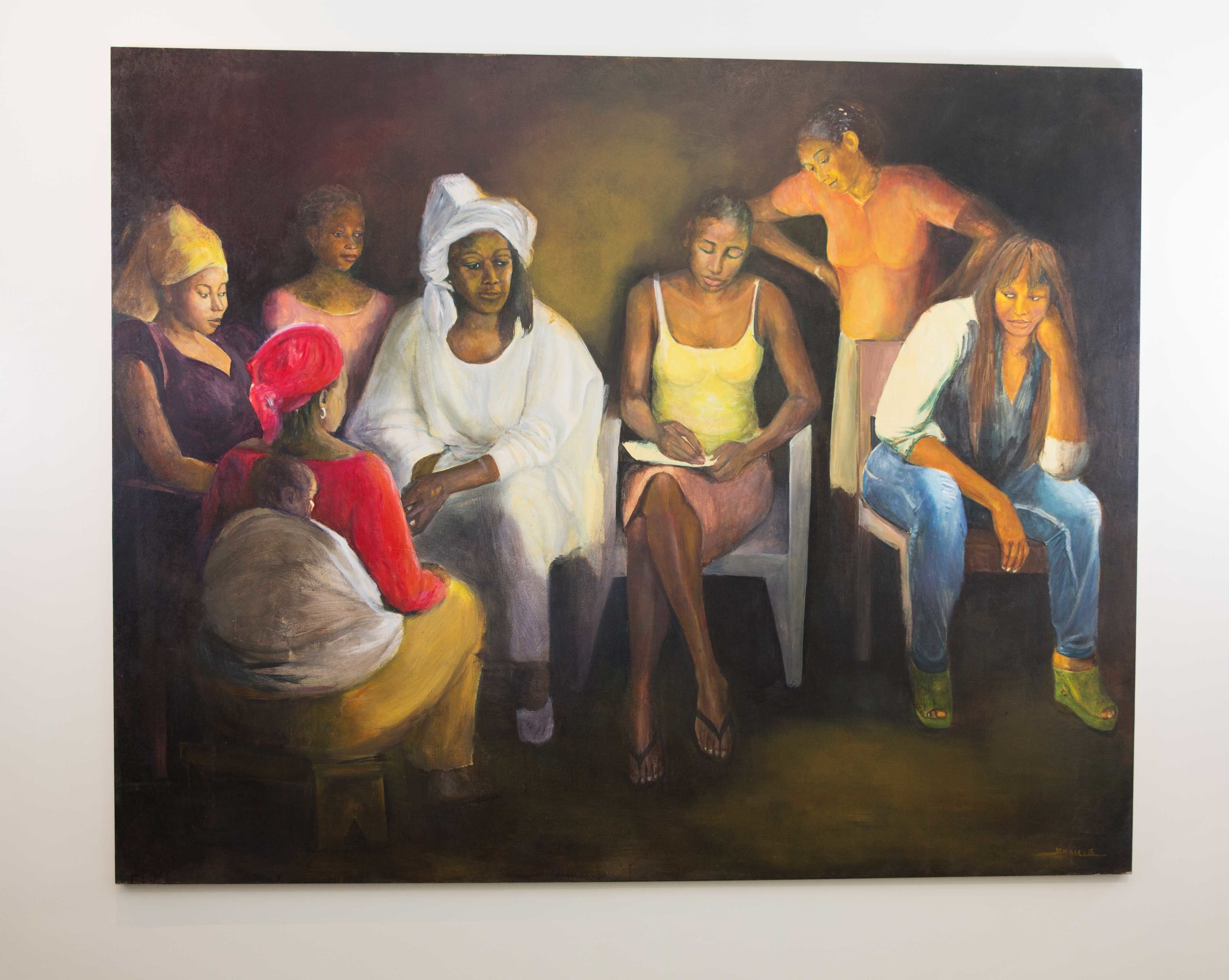 Painting of black women by artist Mouhamadou Dia. \u200b