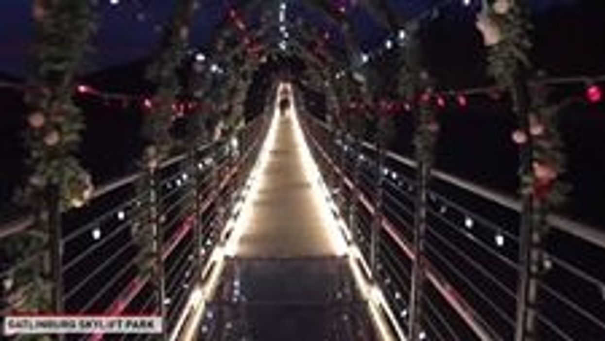 A Valentine's surprise of lights and flowers awaits visitors to Gatlinburg's SkyBridge