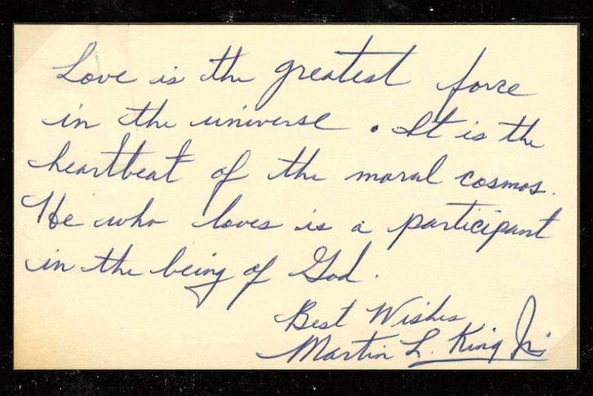 A handwritten note from Martin Luther King, Jr. on the meaning of love was just discovered