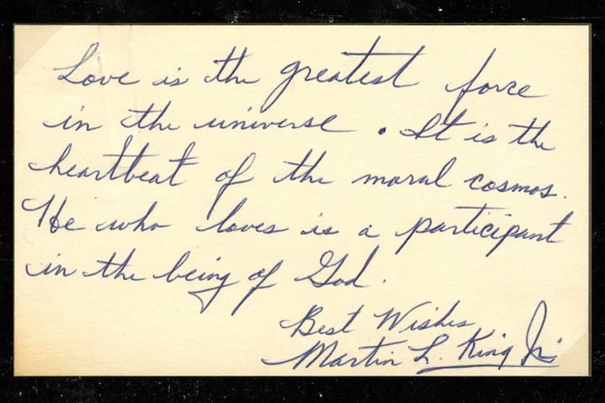A handwritten note from Martin Luther King, Jr. on the meaning of love was just discovered