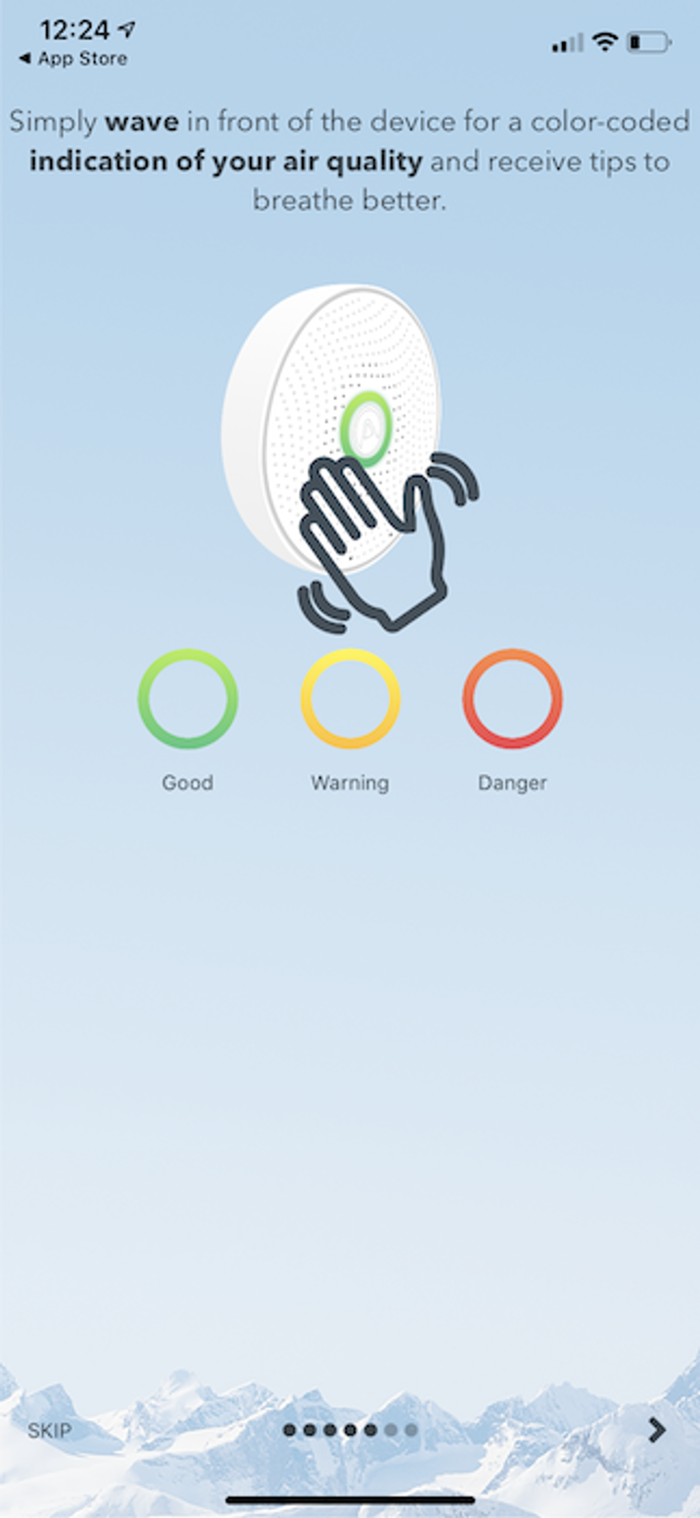 airthings app showing how to activiate readings on your wave miniuast