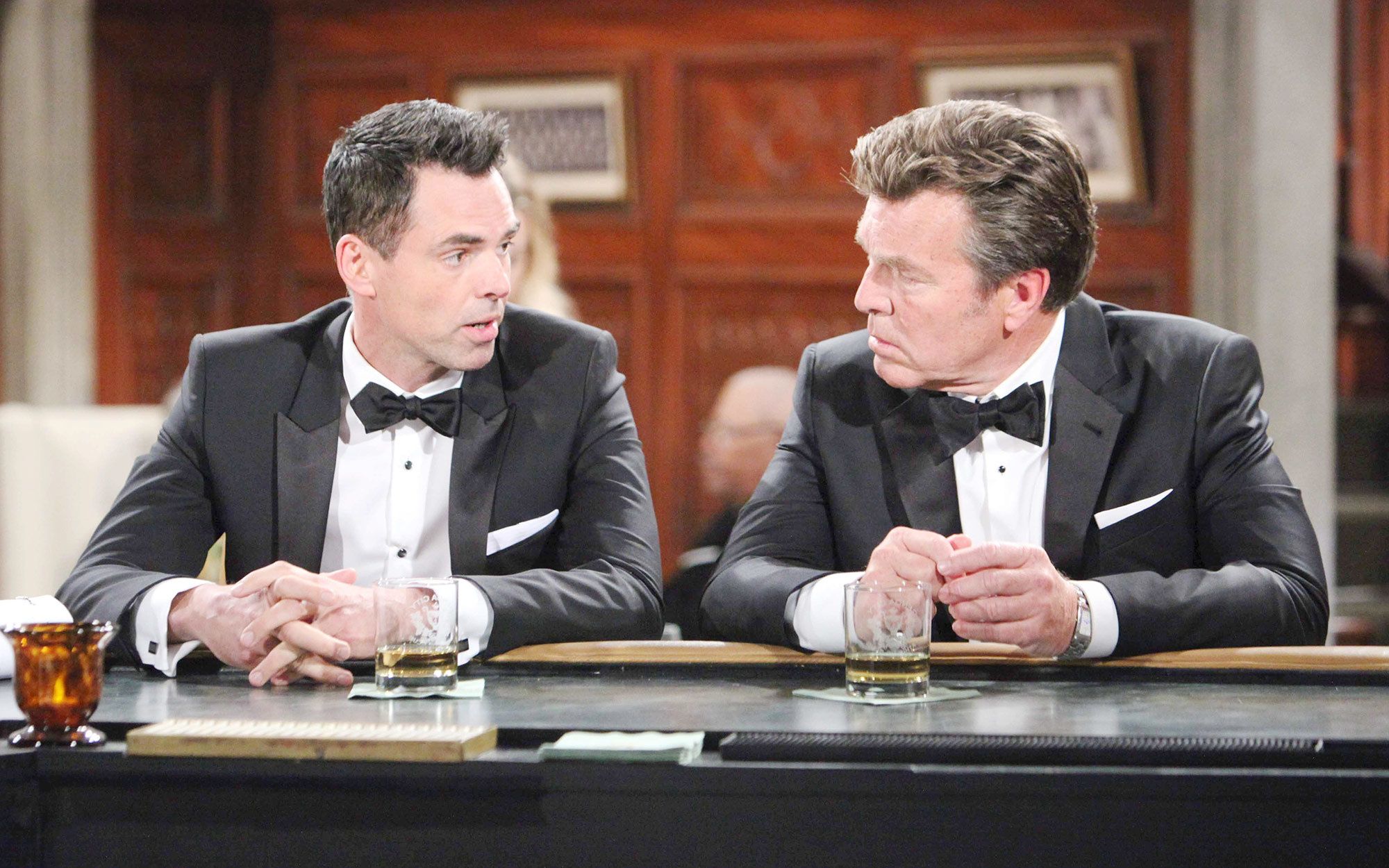 Jason Thompson and Peter Bergman on the set of The Young and the Restless.