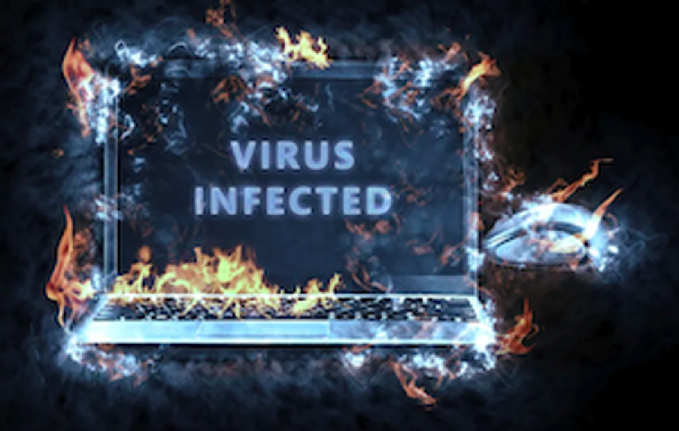 A laptop with a virus