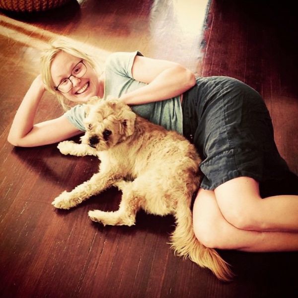 Alison Pill with her dog