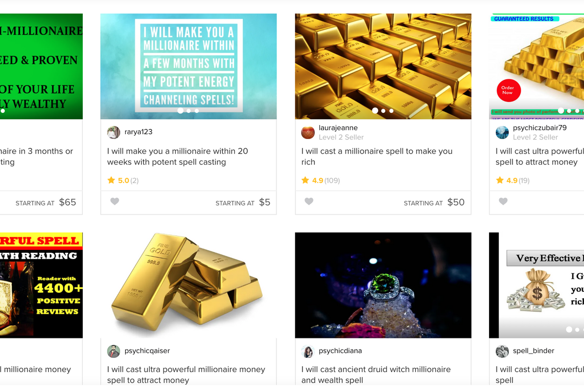 Why Are All These People On Fiverr Selling Spells To Make People Millionaires?