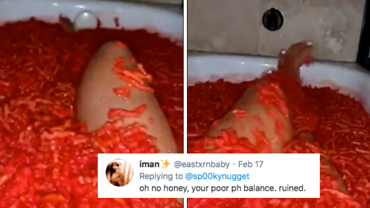 Some Woman Filmed Herself Taking A Bath In Flamin' Hot Cheetos, And The Internet Is Very Concerned