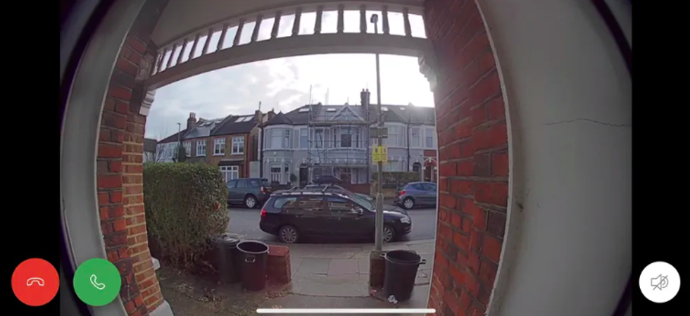 The view of a street through a Ring video doorbell camera