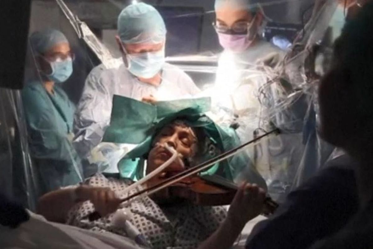 Surgeons had violinist play during her own brain surgery so they didn't affect her talents