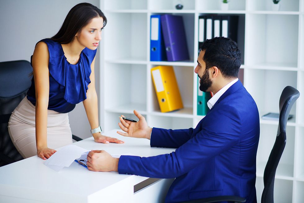 Woman uses her power to harass a male colleague