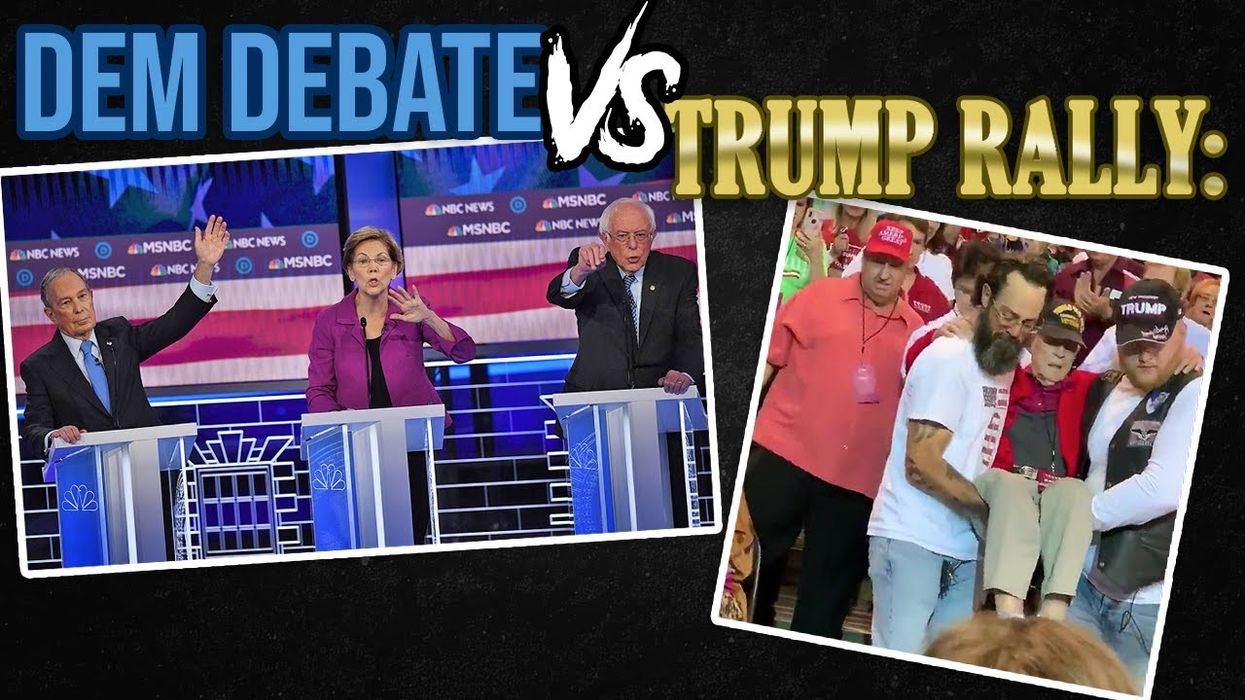 WHICH IS BETTER?! NBC News Democratic debate MADNESS, or carrying a veteran at Trump rally?