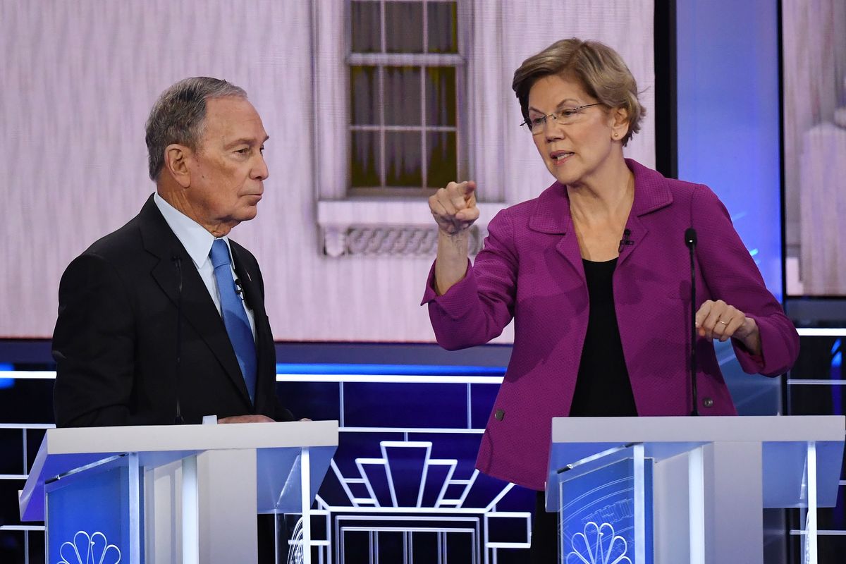 Elizabeth Warren and Mike Bloomberg at the Debate in Las Vegas