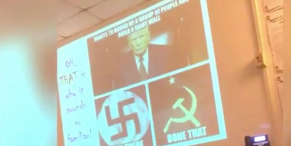 Image result for High school history lesson compares Trump with Nazis, communists