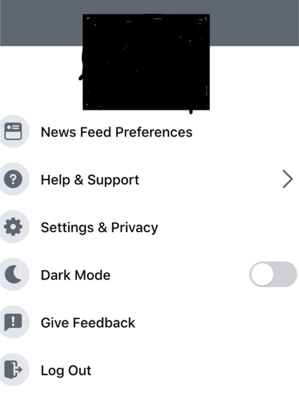 Image of Facebook drop down menu