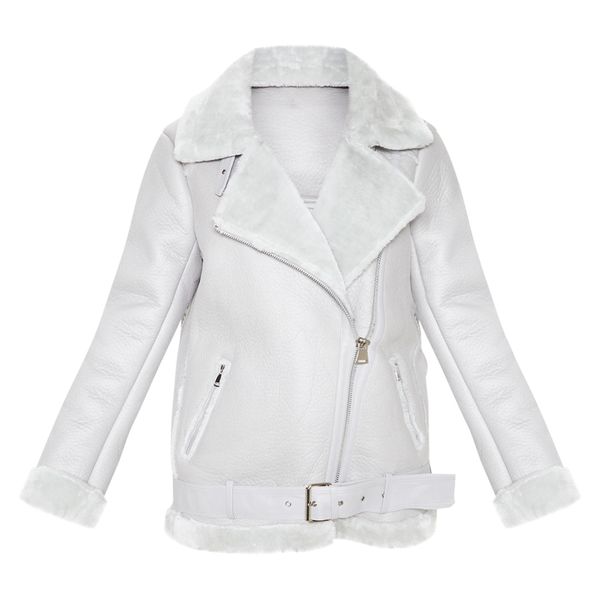 Faux-fur shearling aviator jacket.