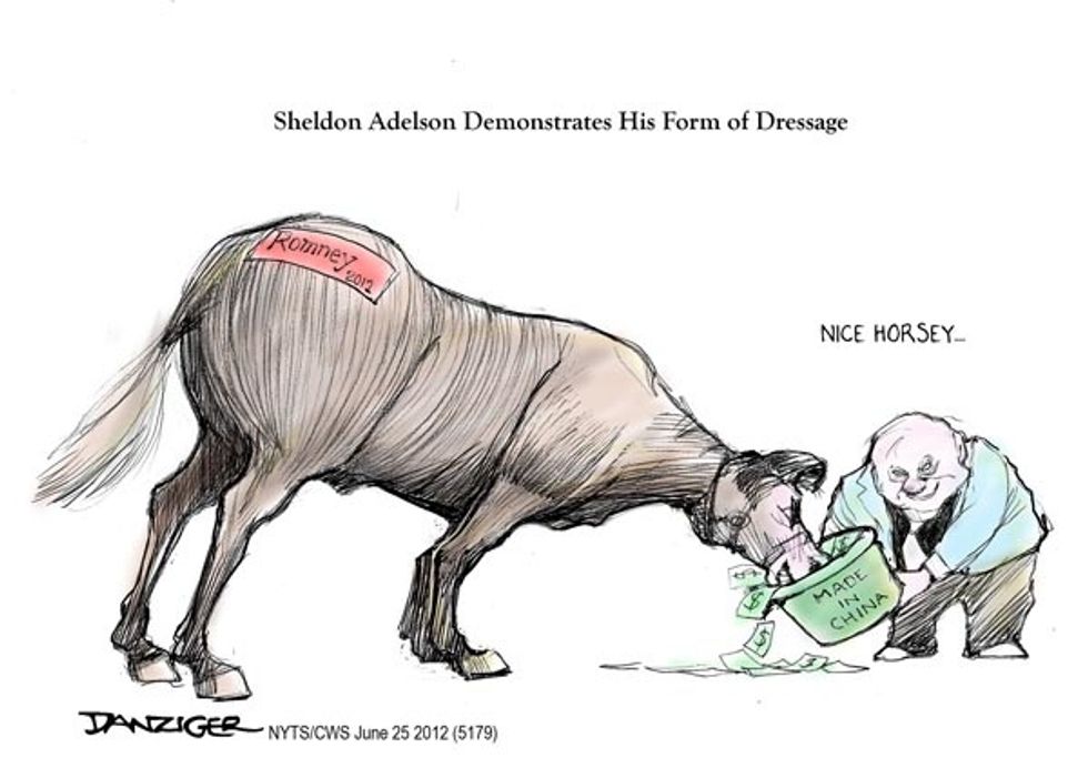 Sheldon Adelson Demonstrates His Form Of Dressage