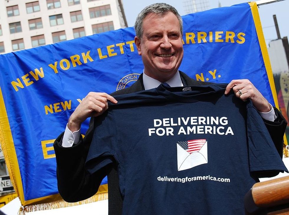 As Weiner Shrivels, de Blasio Rises