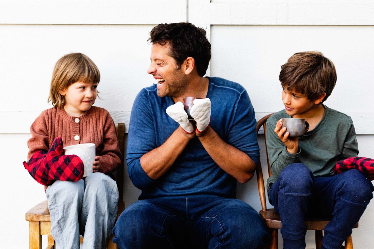 Actor Misha Collins with his children.