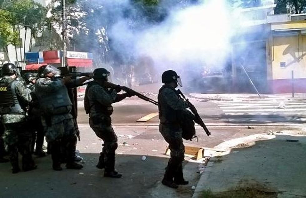 Sao Paulo Police Crack Down On Anti-World Cup Protest