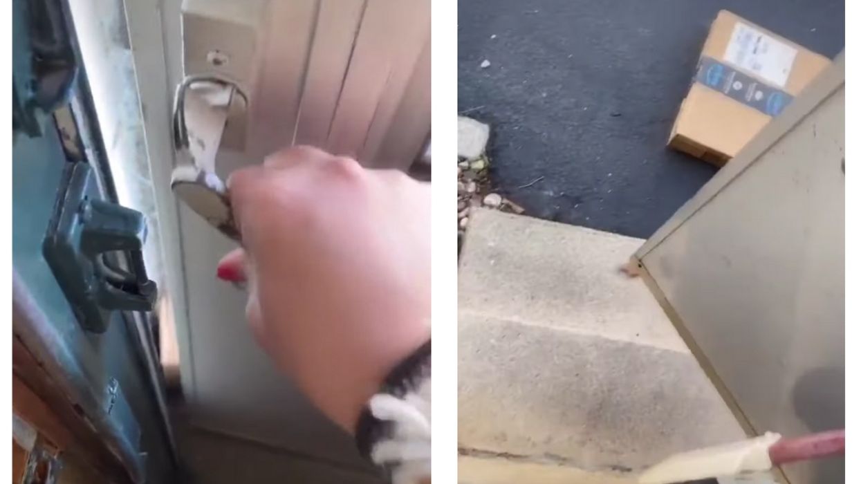 Woman Documents Her Hilarious Attempt To Escape Her Home After Amazon Package Traps Her Inside