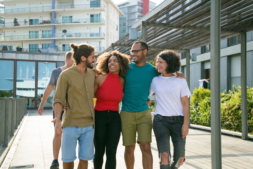 Co-workers take a walk together on Employee Appreciation Day