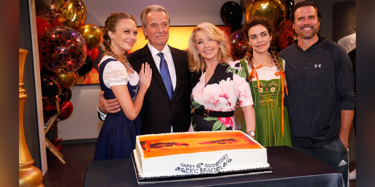 Eric Braeden and The Young and the Restless co-stars Melissa Ordway, Melody Thomas Scott, Amelia Heinle, and Joshua Morrow.