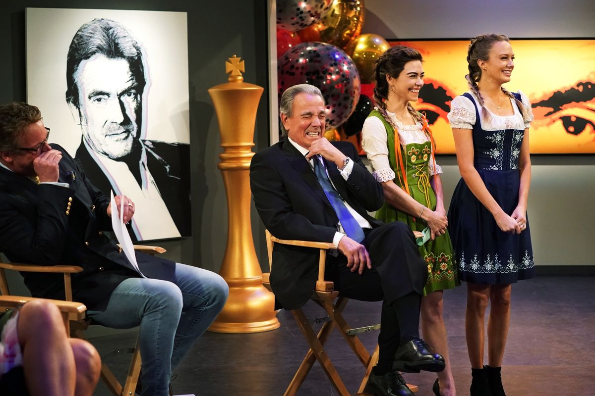 Eric Braeden and costars Melissa Ordway and Amelia Heinle.