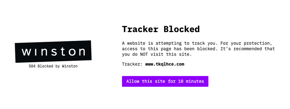 Tracker Blocked on Winston