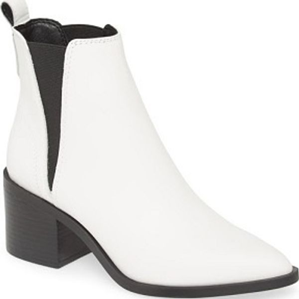 pointed white ankle boot