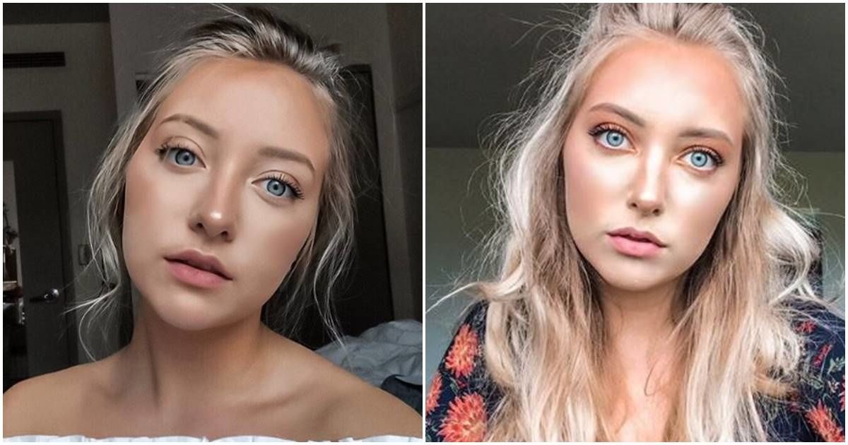 Teenage girl selfies in different lighting