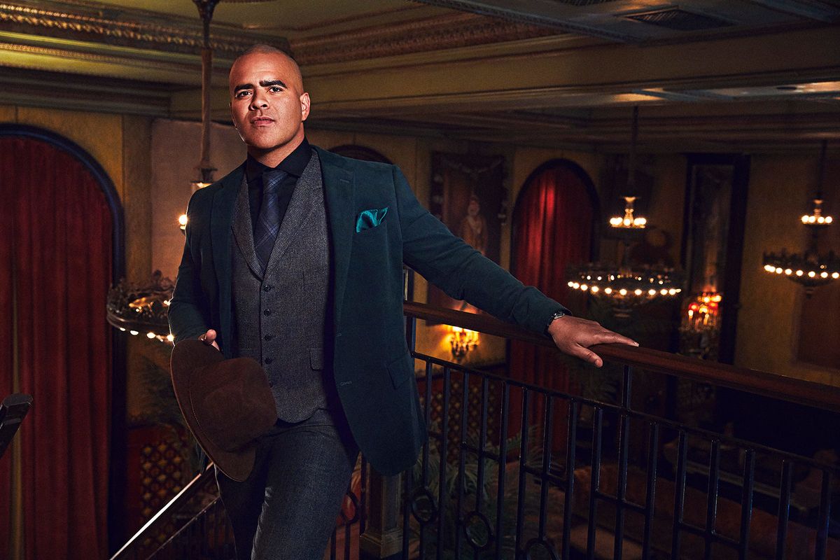 Chris Jackson in a green velvet suit