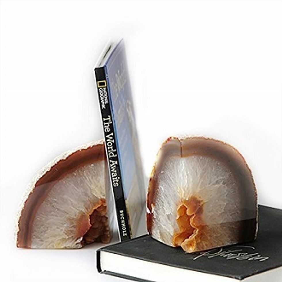 natural agate rock bookends