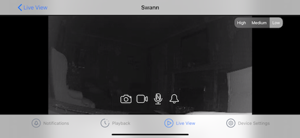 picture from Swann Alert indoor camera during night time.