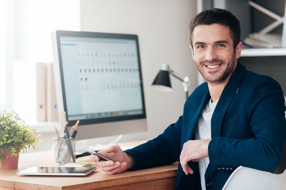 Man prepares for his video interview