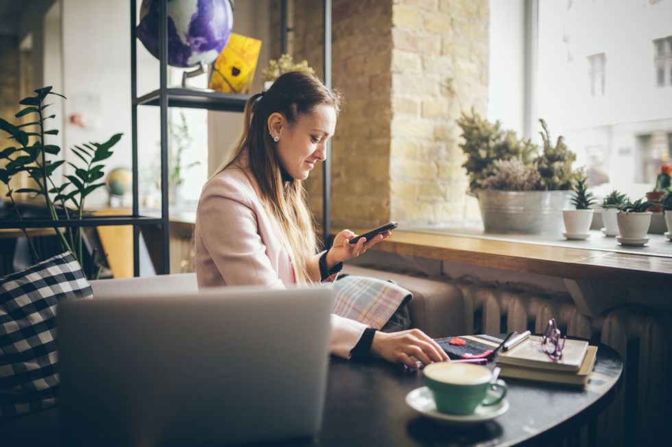 Professional woman job hunting during the coronavirus crisis