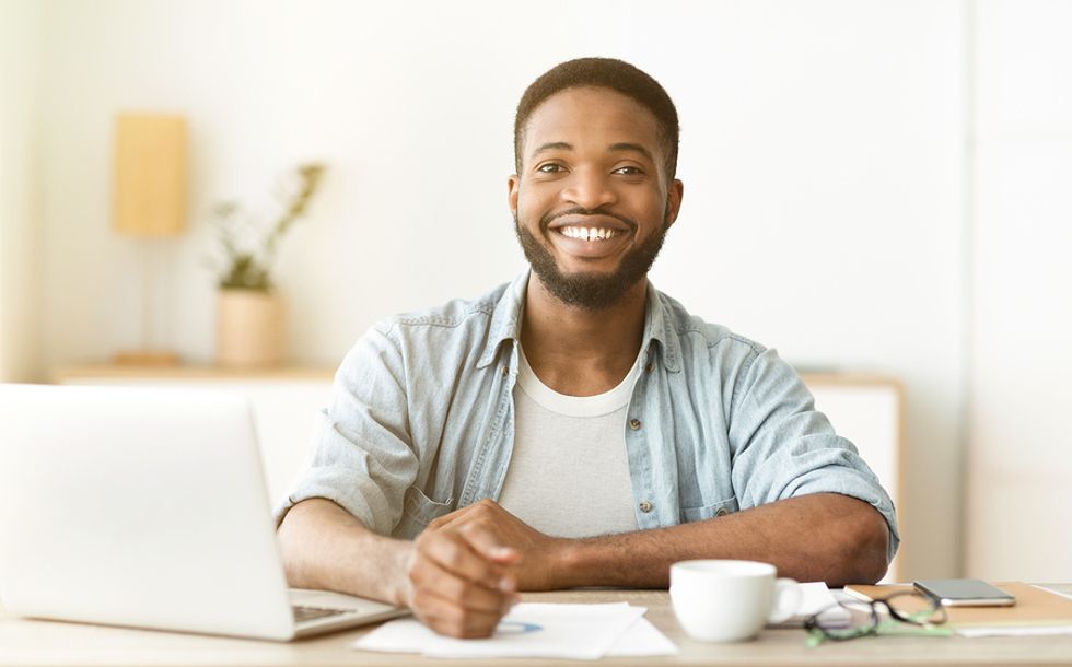 Man works from home during COVID-19