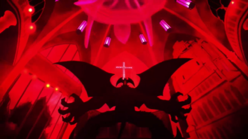 Devilman roars in a church