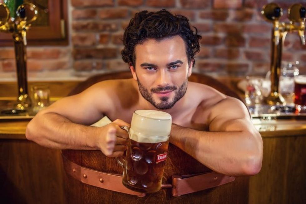 Man Drinking Beer at spa