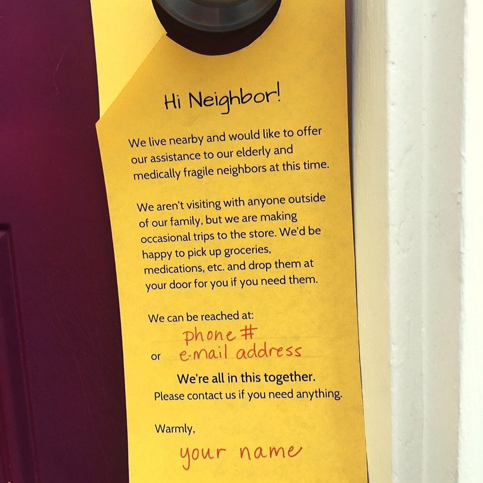 Here's a free printable door hanger that lets neighbors know you're ...